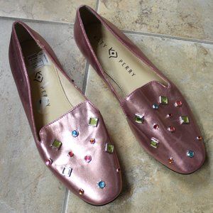 NWOB "KATY PERRY" JEWELED METALLIC PINK FLATS SZ 9.5